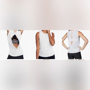 Mippo Open Back Tank Top Women’s Medium White Yoga Athletic Running Workout